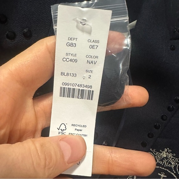 J crew navy Collection relaxed blazer crest embellishment in wool-blend flannel - Picture 5 of 5